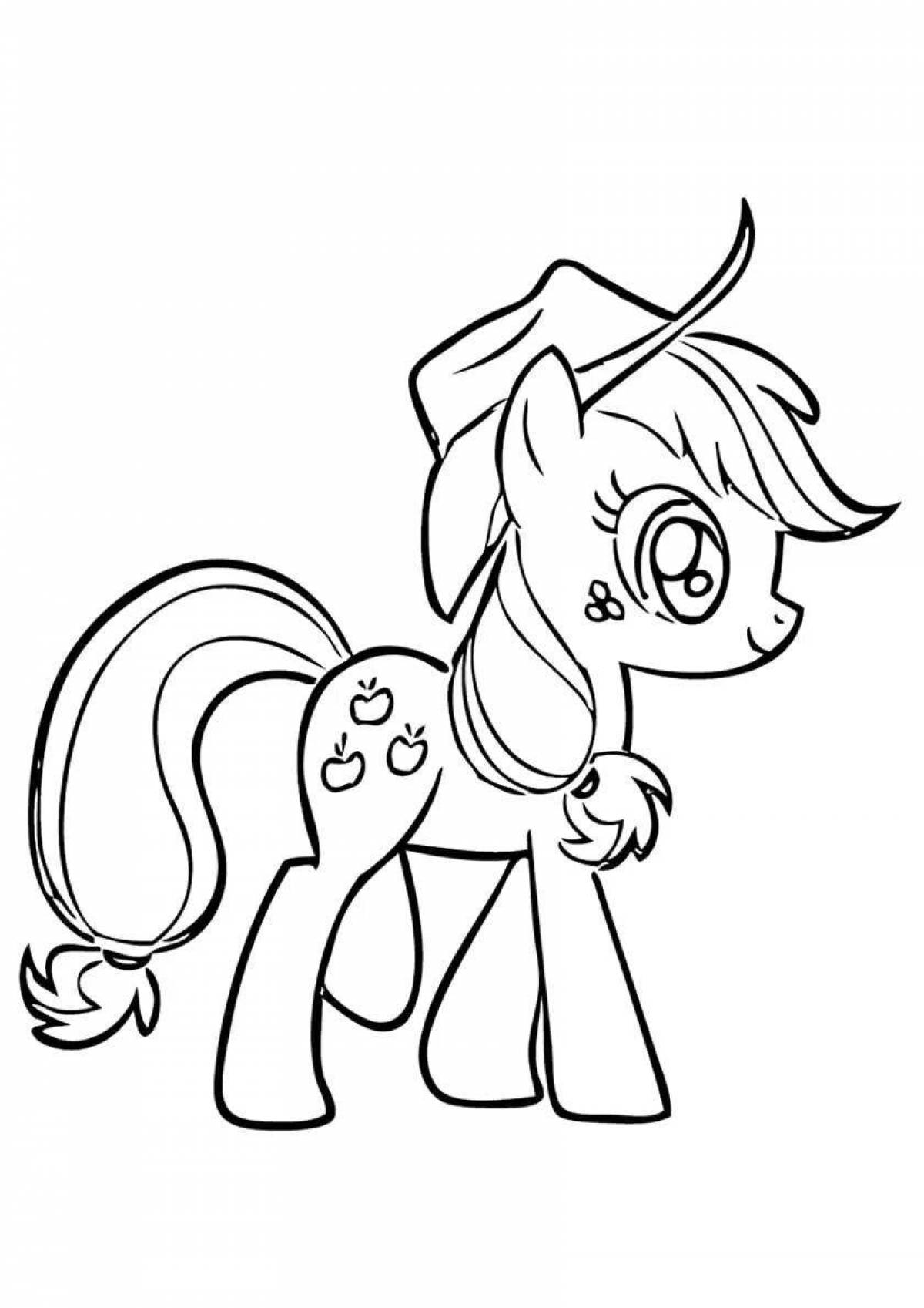 Charming pony applejack coloring page