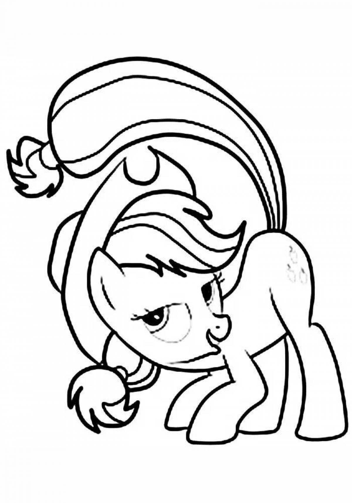 Coloring book magic pony applejack