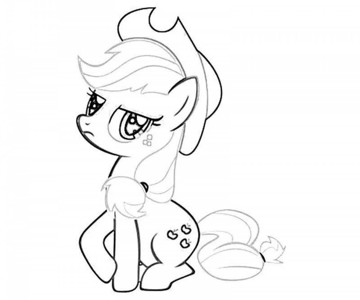 Applejack shiny pony coloring page