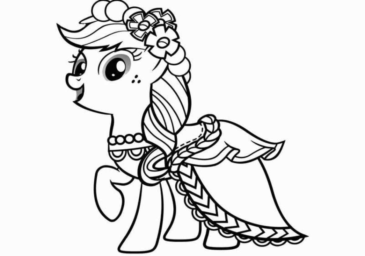 Colourful crested pony Applejack coloring book
