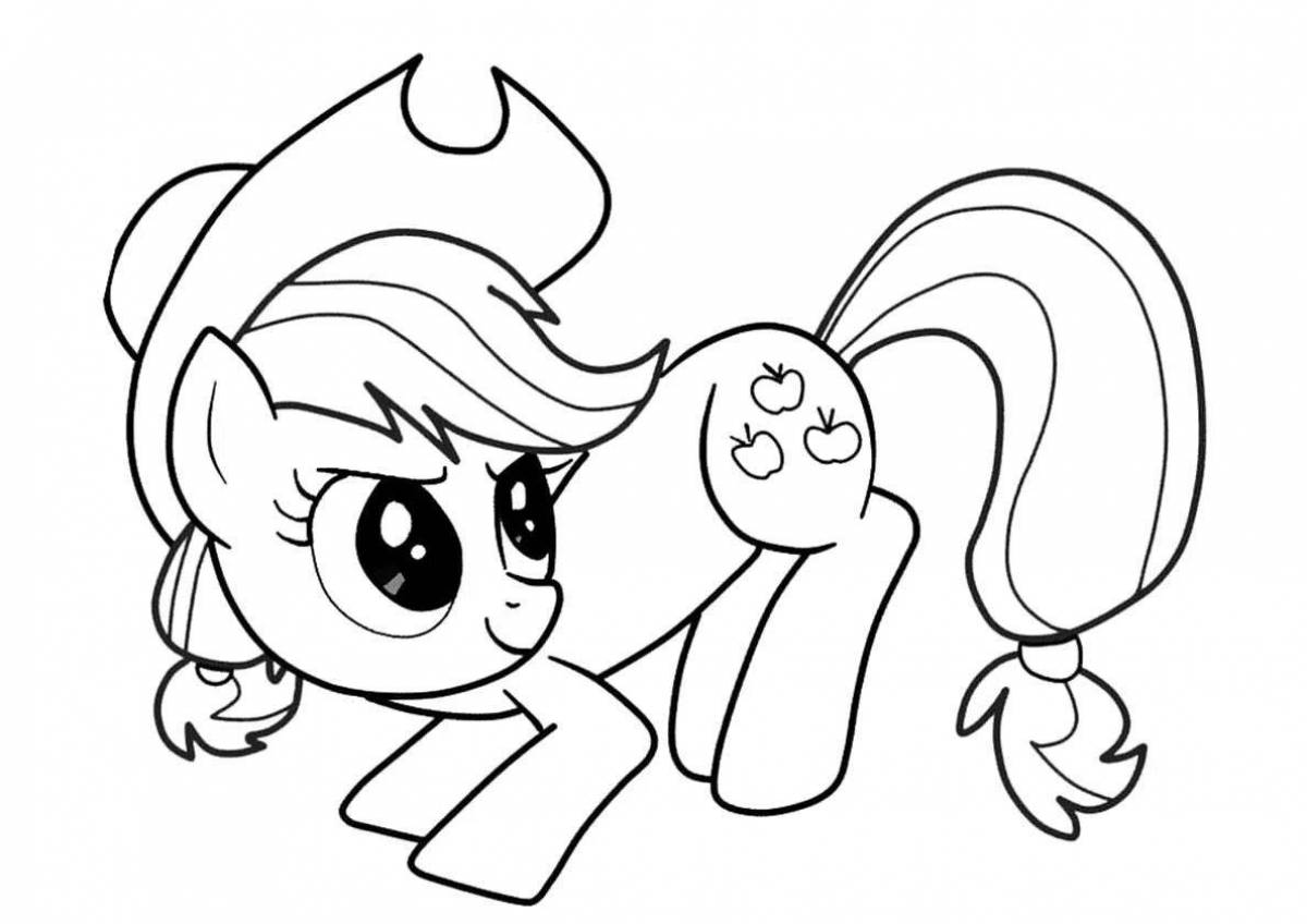 Applejack pony coloring book filled with colors