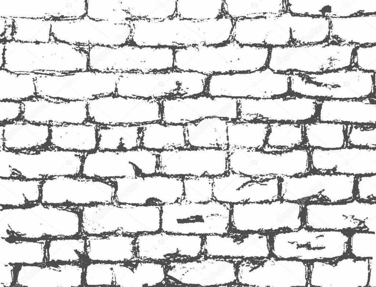 Detailed brick wall coloring page