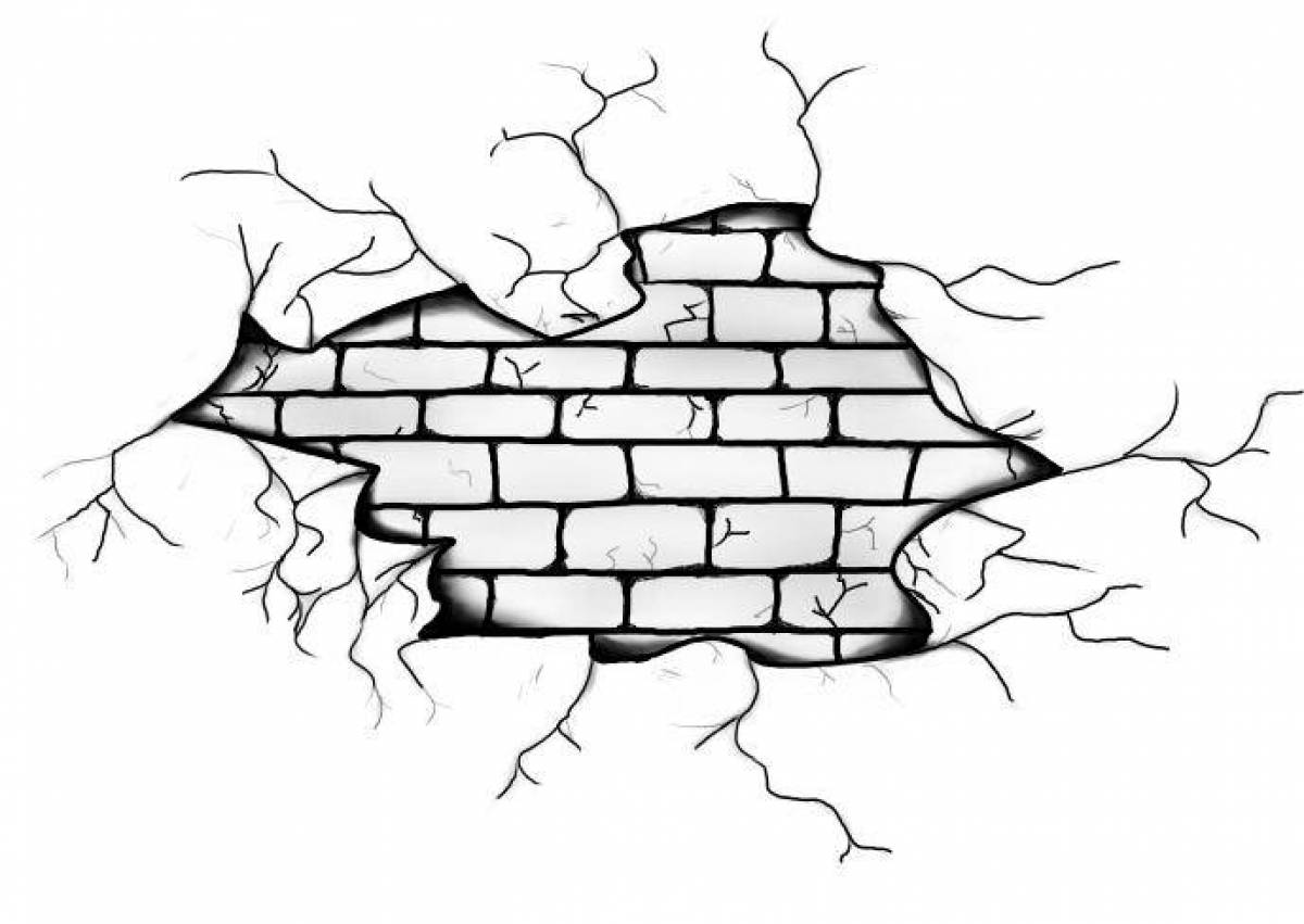 Amazing brick wall coloring page