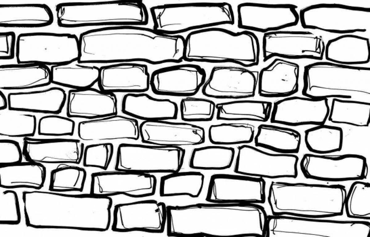 Tempting brick wall coloring page