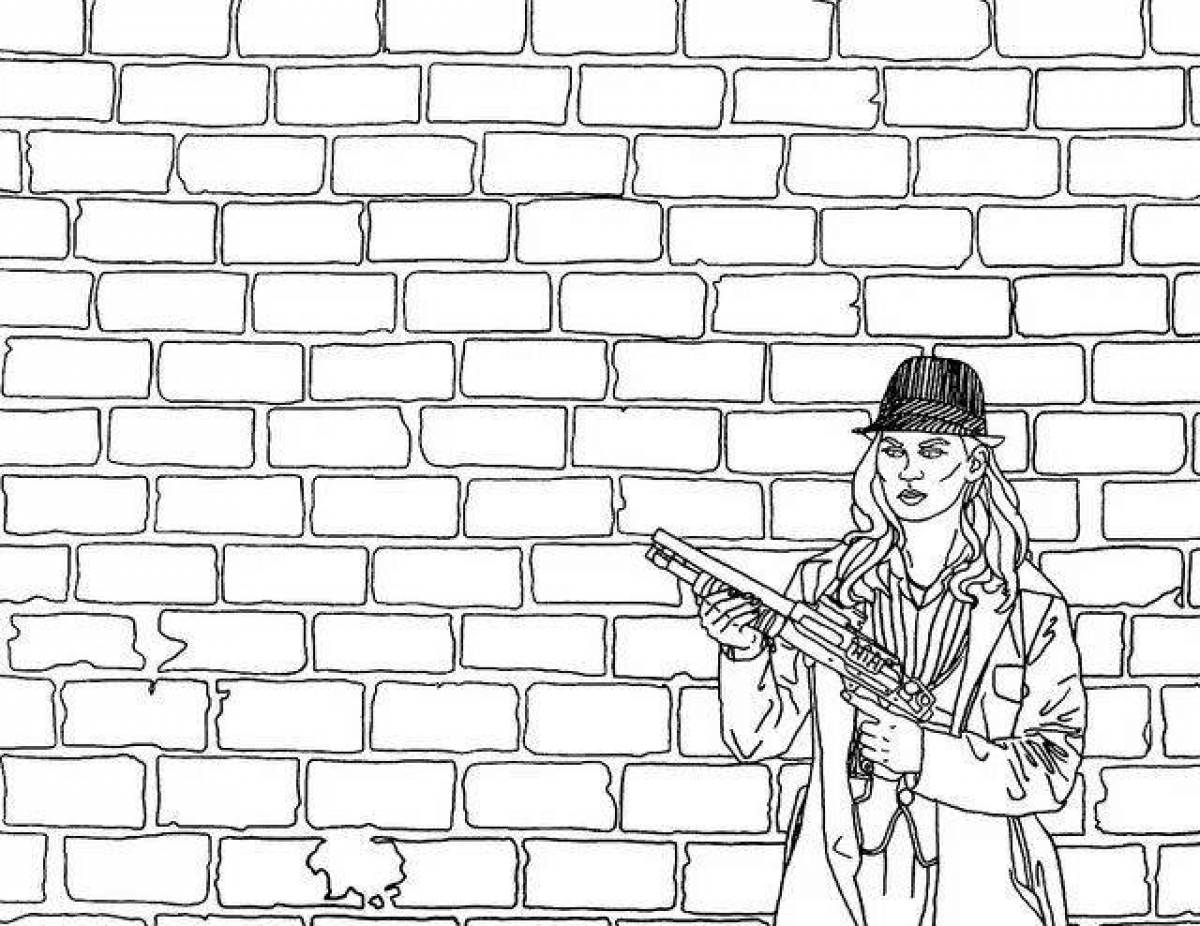 Wonderful brick wall coloring page