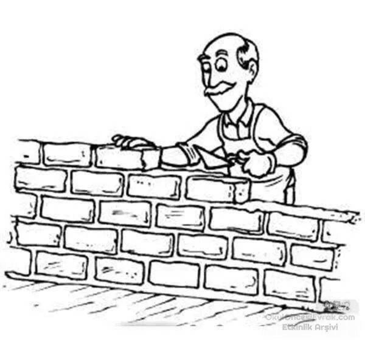 Colored brick wall coloring page