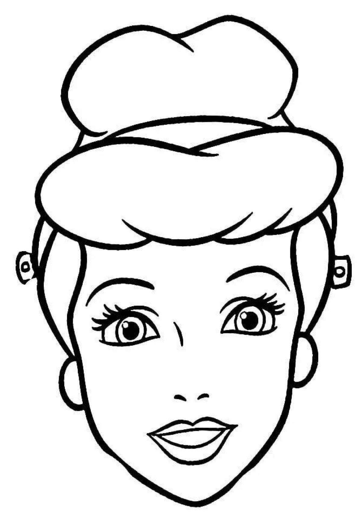 Radiant coloring page face for kids