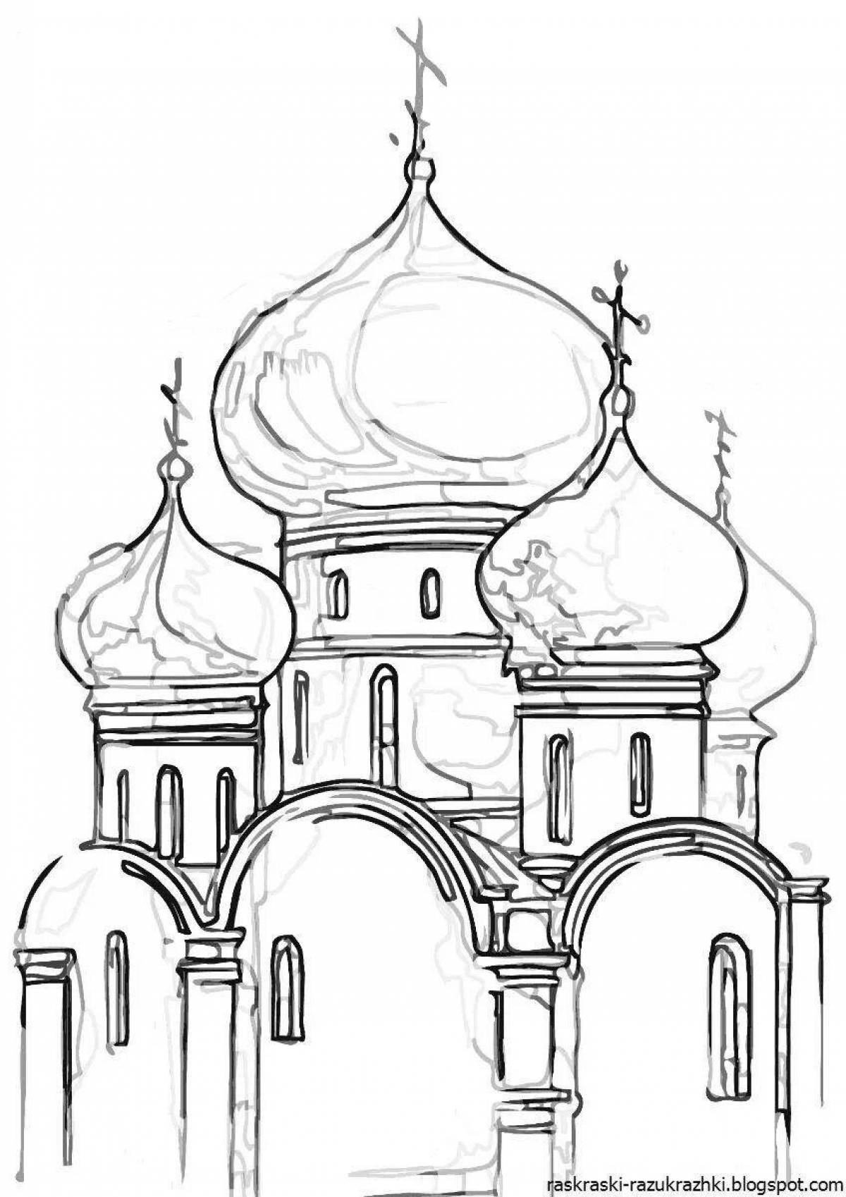 Coloring page joyful temple for kids