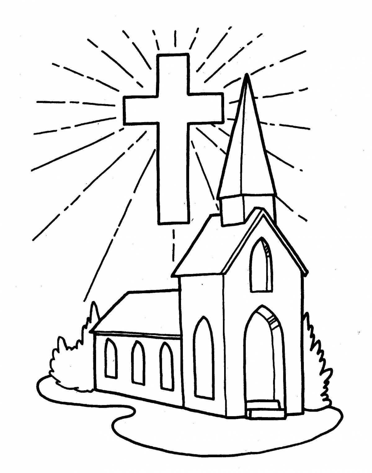 Shining temple coloring page for kids