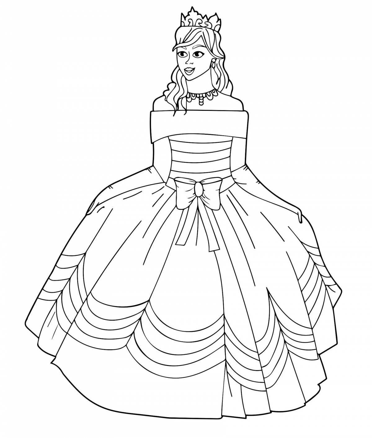 Fun coloring of a girl in a dress