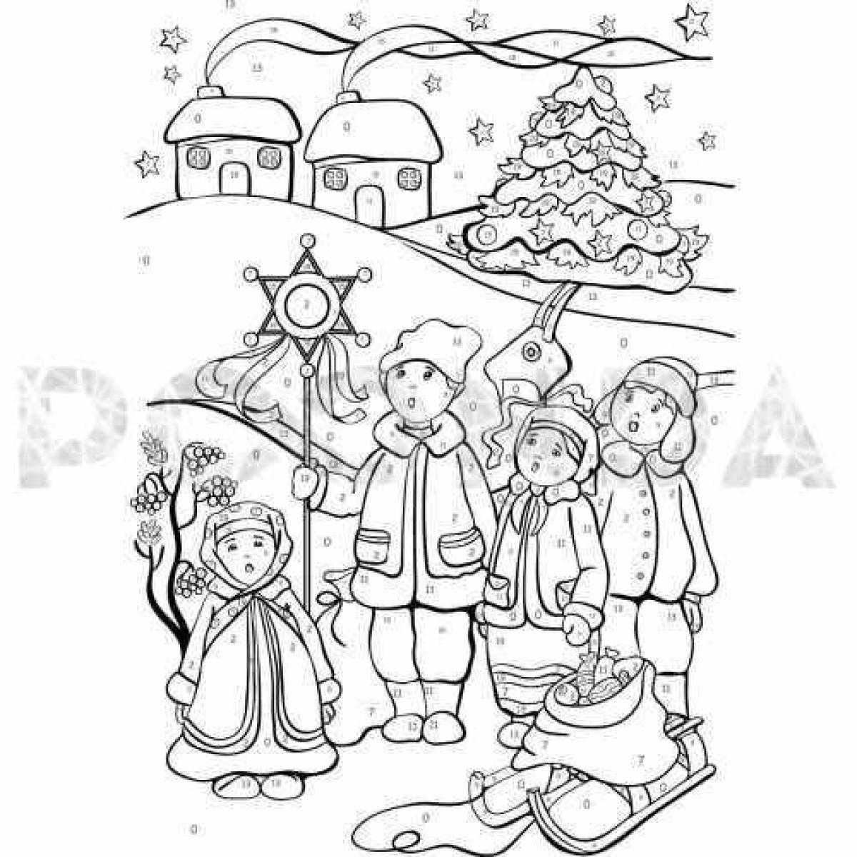 Exquisite carol coloring book for kids