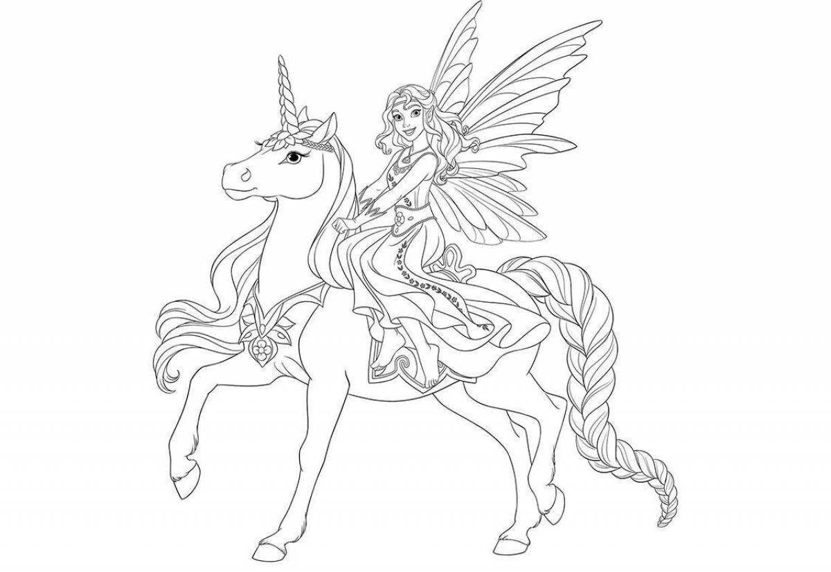 Rampant Unicorn Princess Coloring Page
