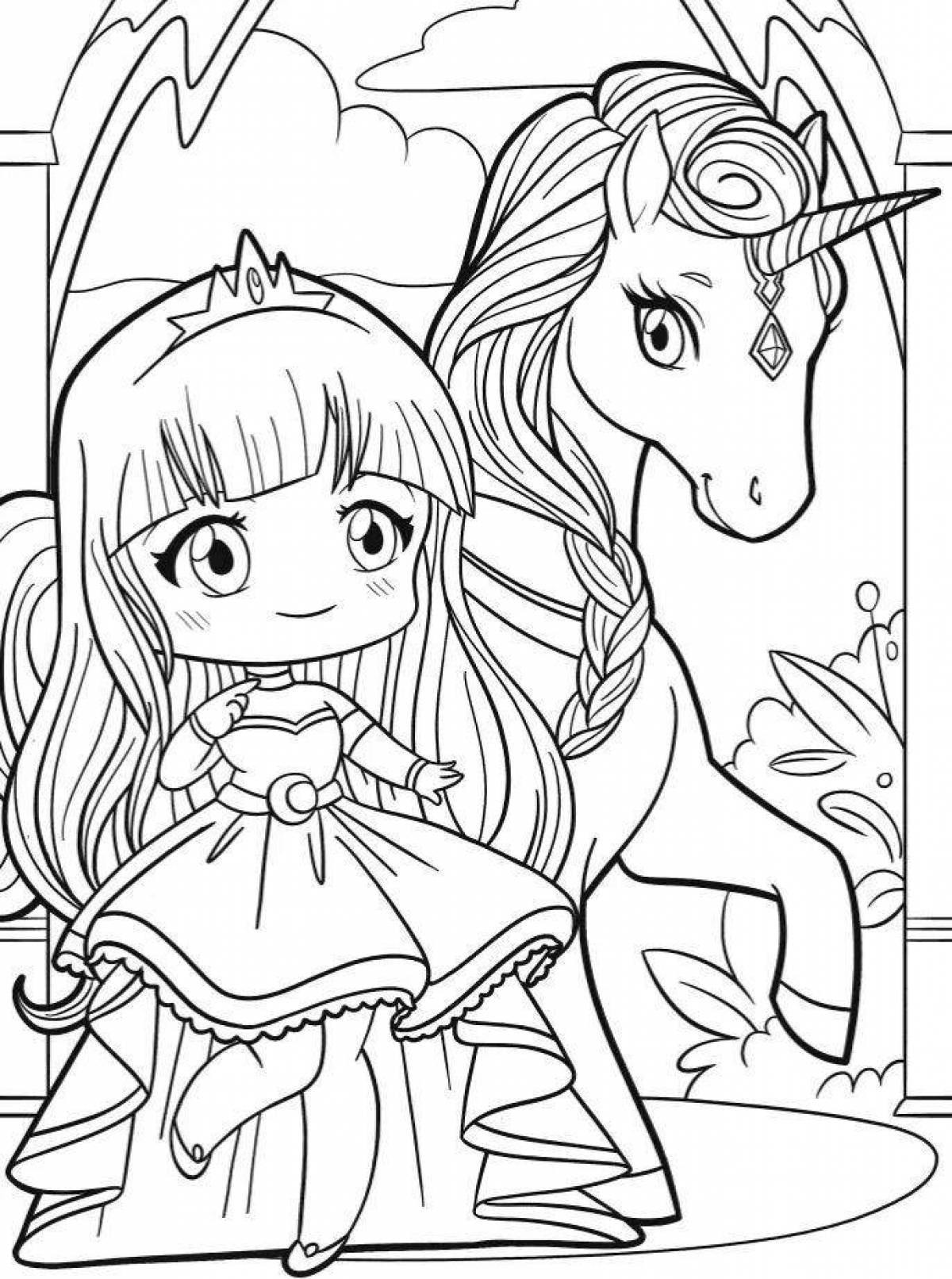 Princess Unicorn Glitter Coloring Page
