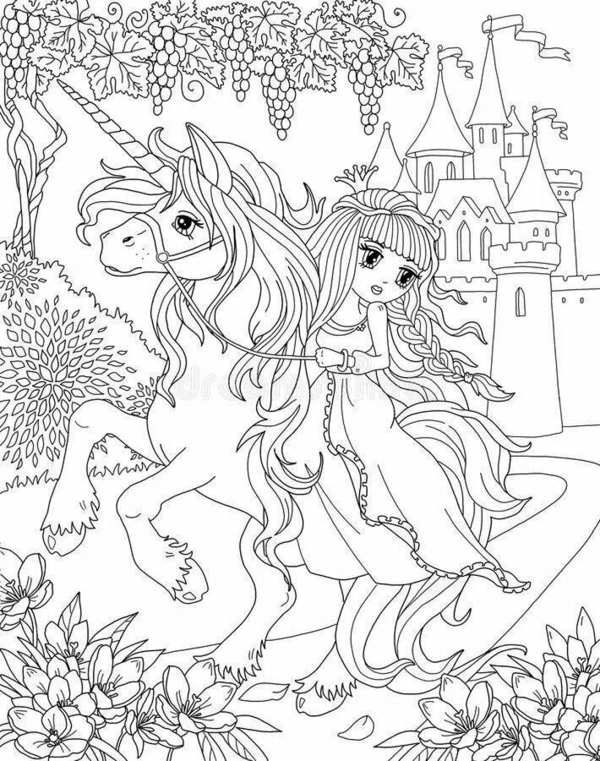 Princess unicorn rainbow coloring book