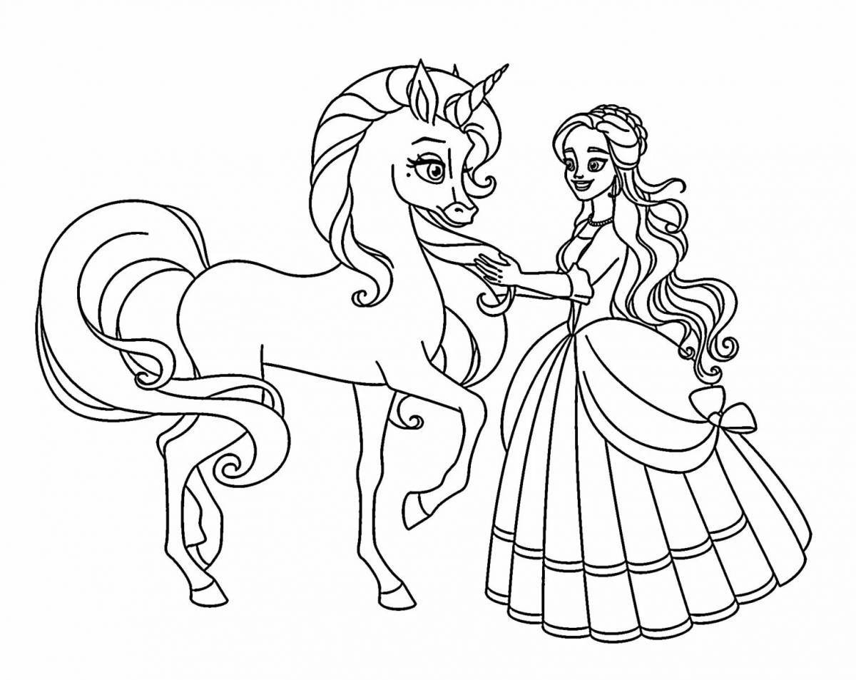 Princess Unicorn Decorated Coloring Page