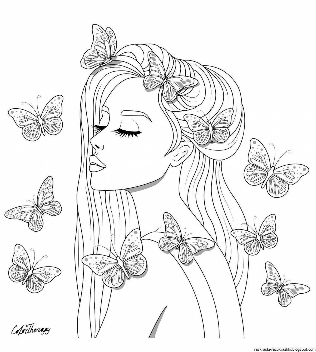 Poetic coloring for girls aesthetics