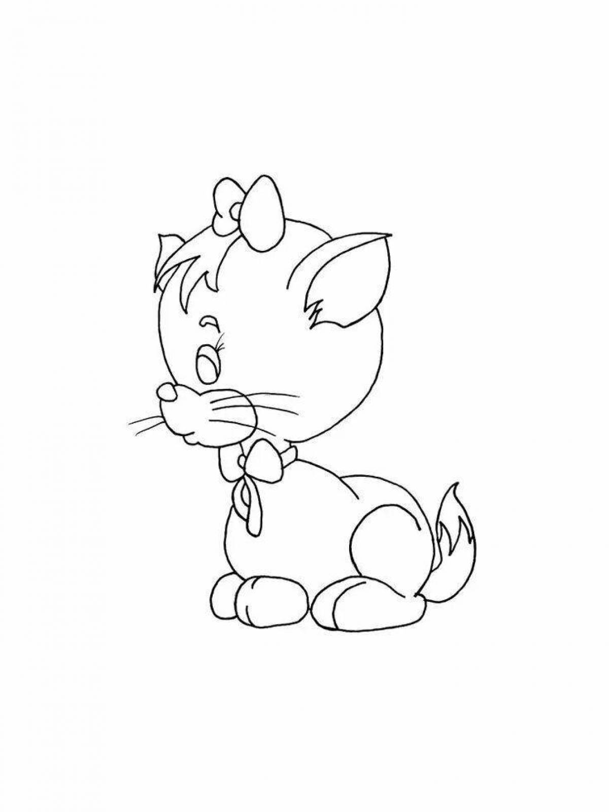 Colorful cat coloring page for kids