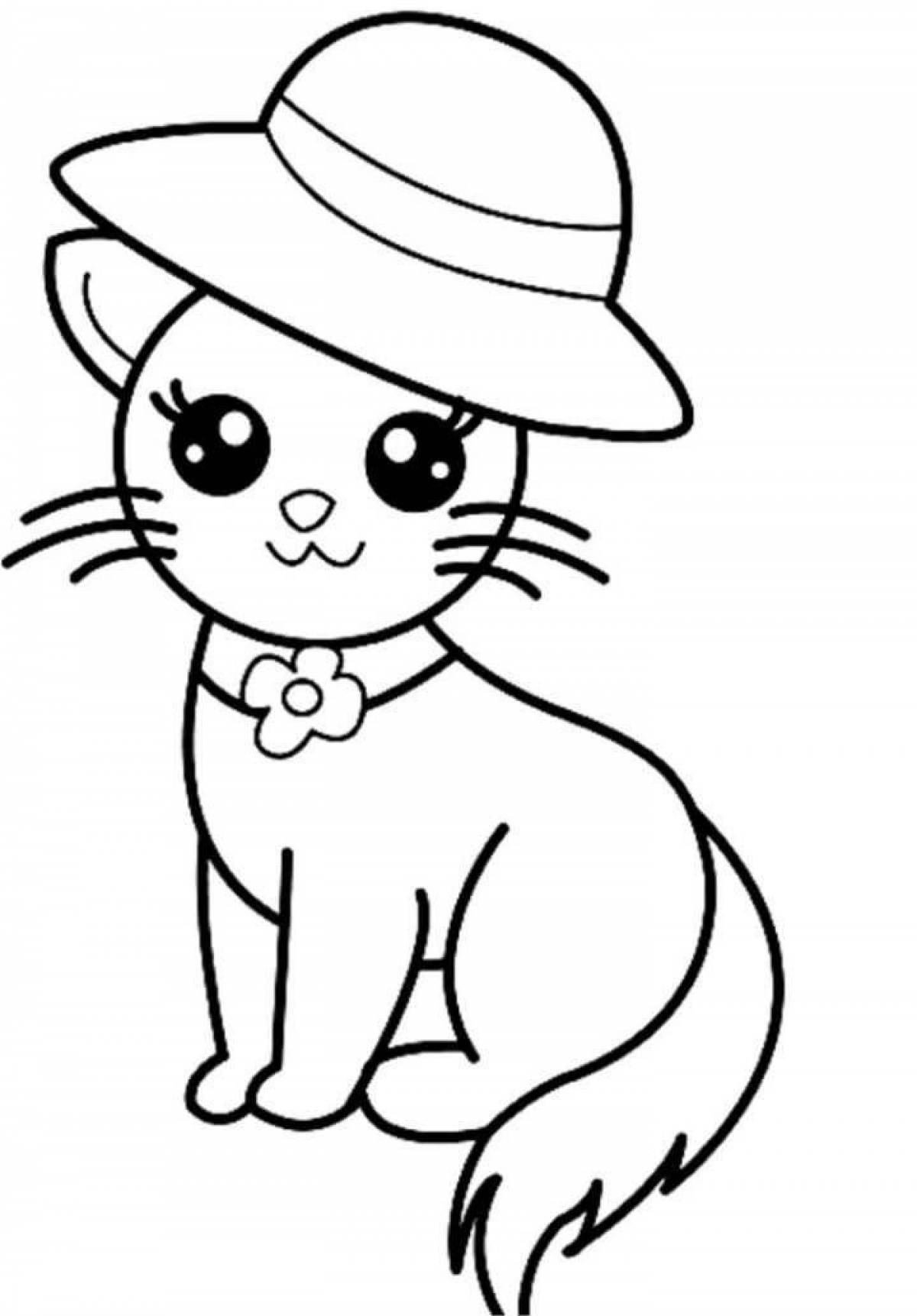 Сказочная страница раскраски кошек для детей