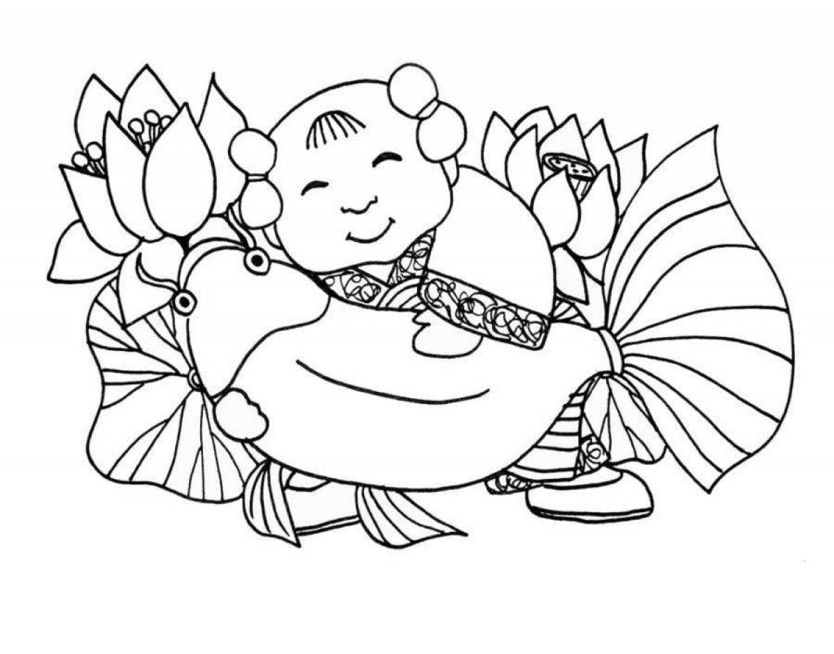 Colorful bright chinese new year coloring book