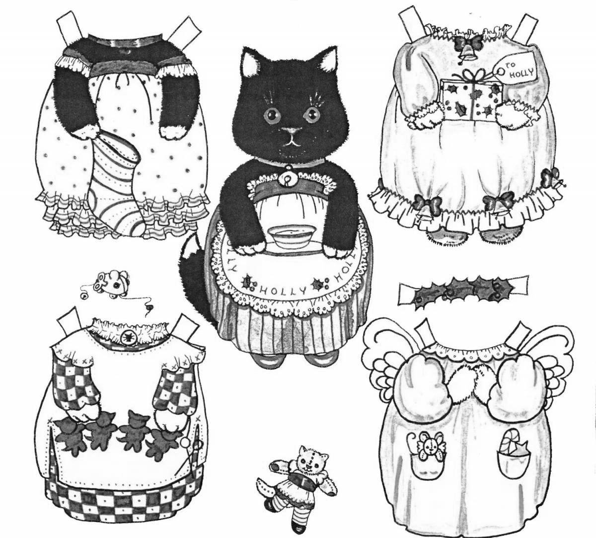 Cheerful cat with clothes
