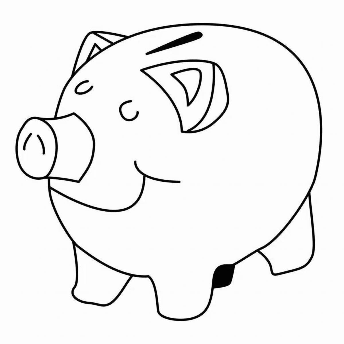 Colorful piggy bank coloring book for kids