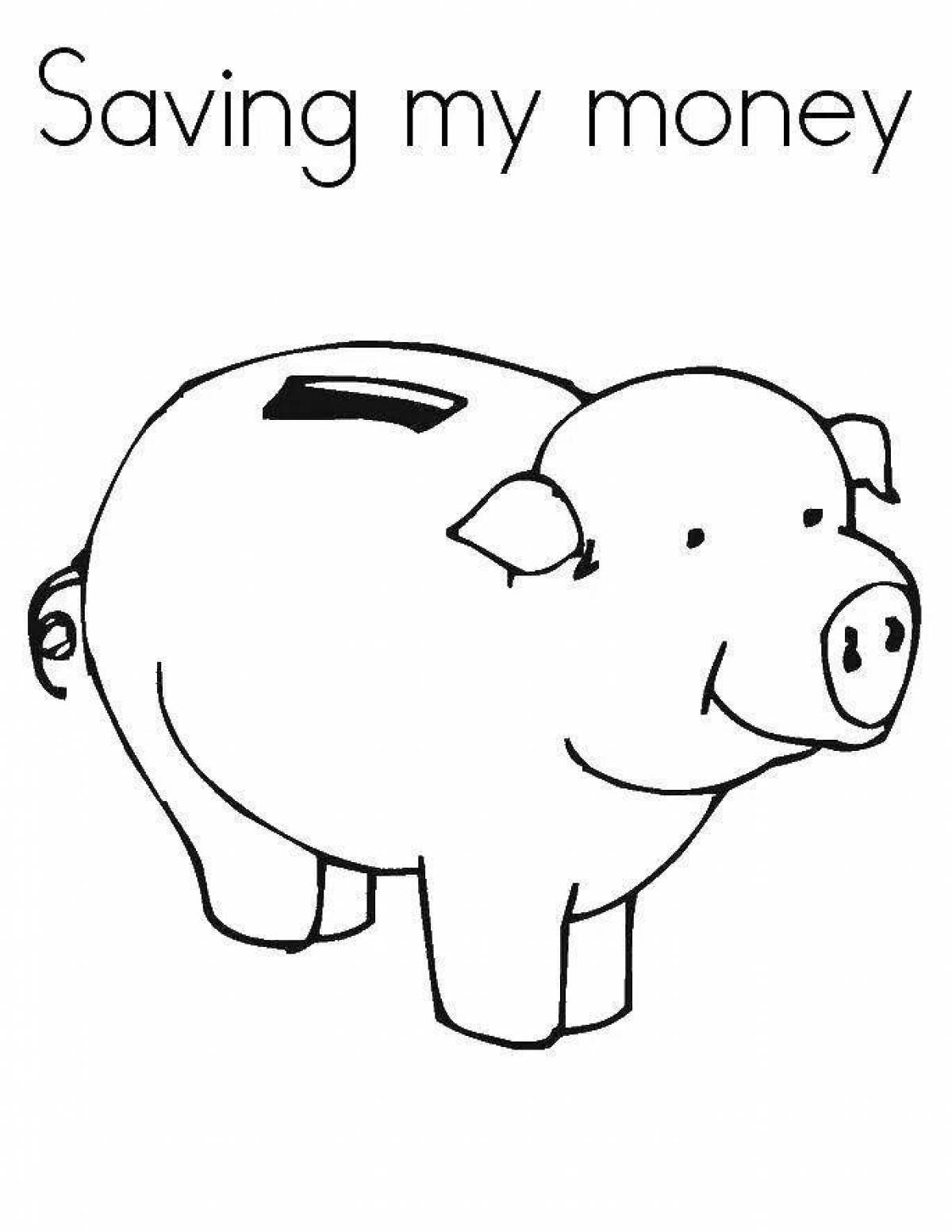 Coloring piggy bank for kids