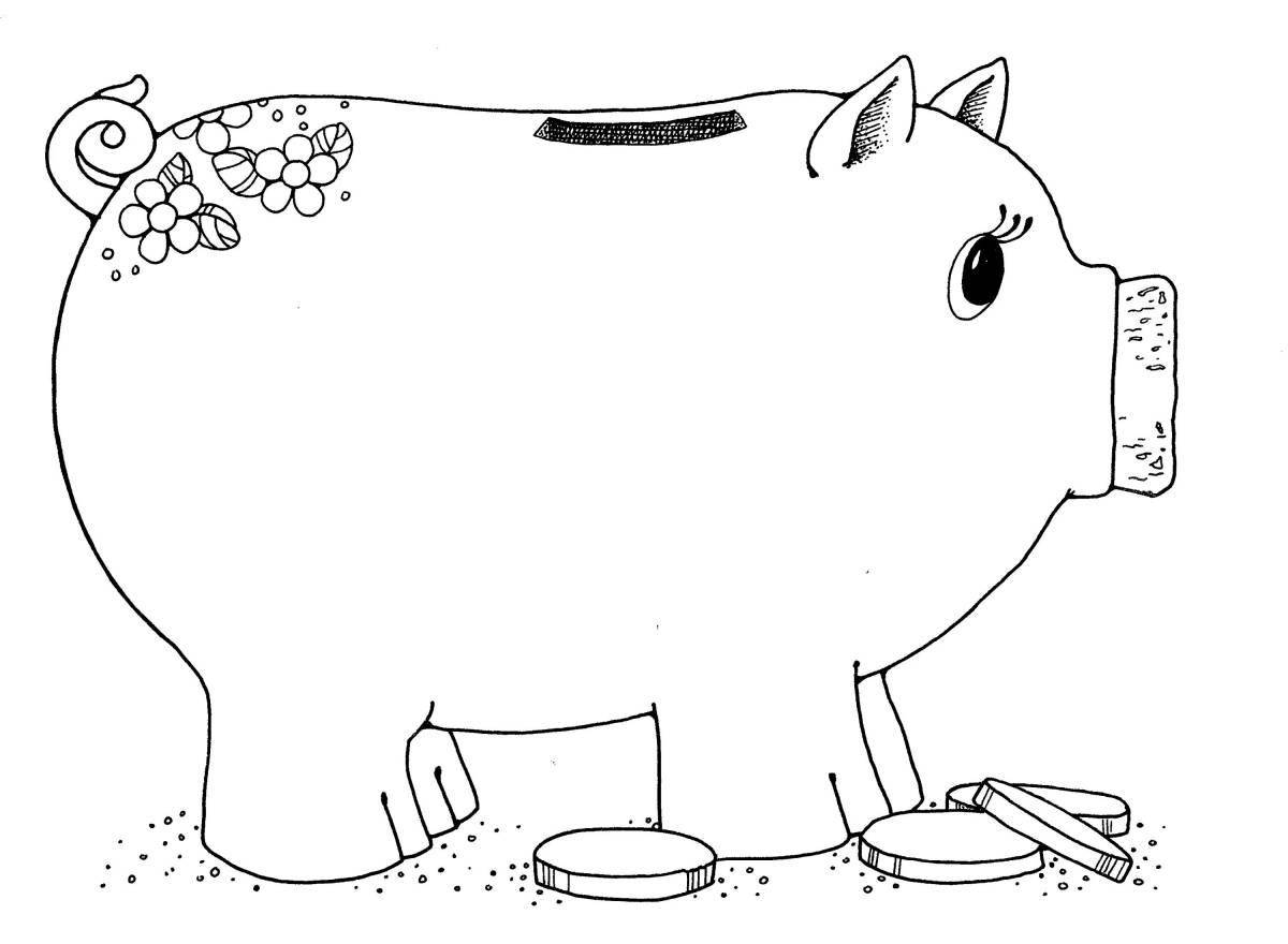 Junior piggy bank coloring book