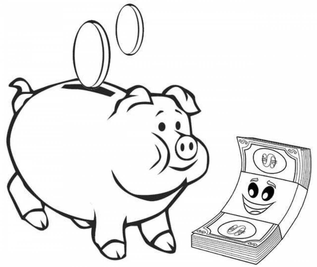 Sweet piggy bank coloring book for kids