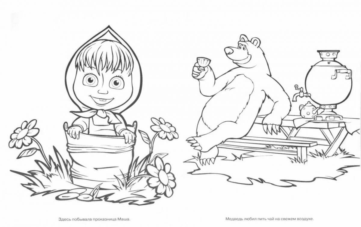Adorable mouse and masha coloring book