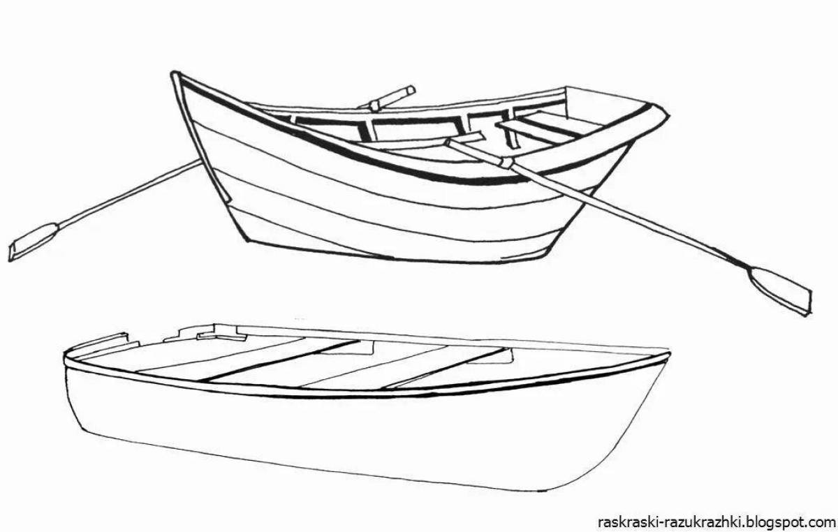 Coloring book funny boat for kids