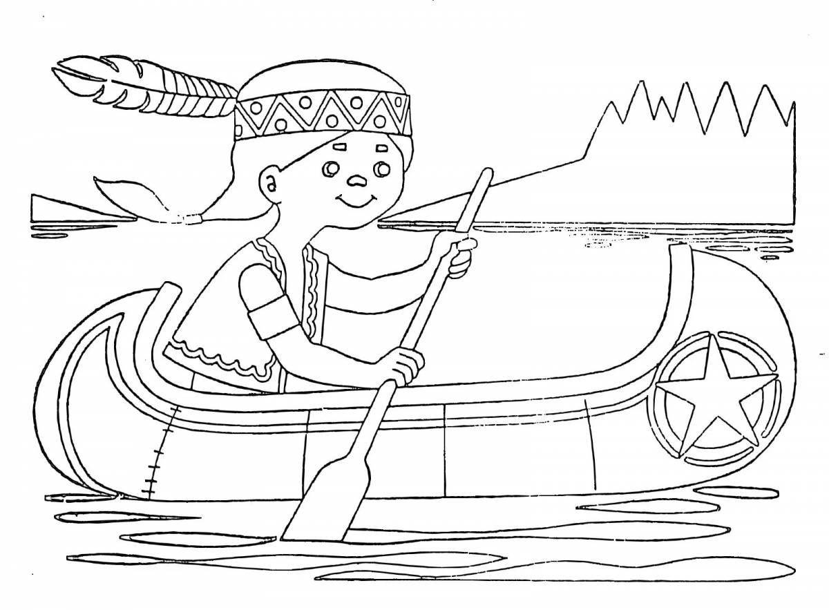Playful boat coloring page for kids