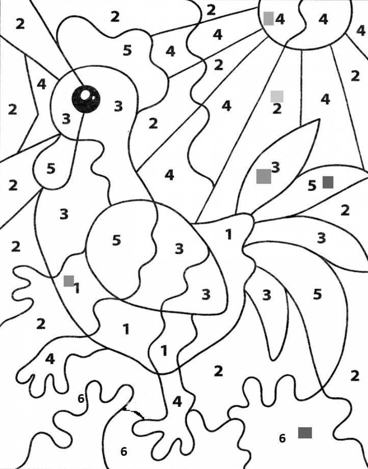 Colorful number coloring page for youth