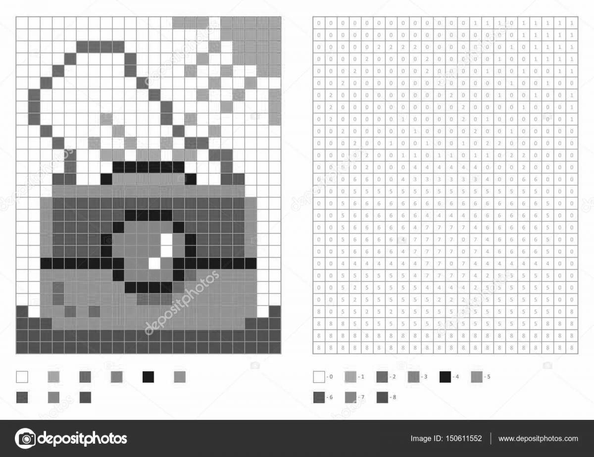 Игривая страница раскраски pixel art by numbers