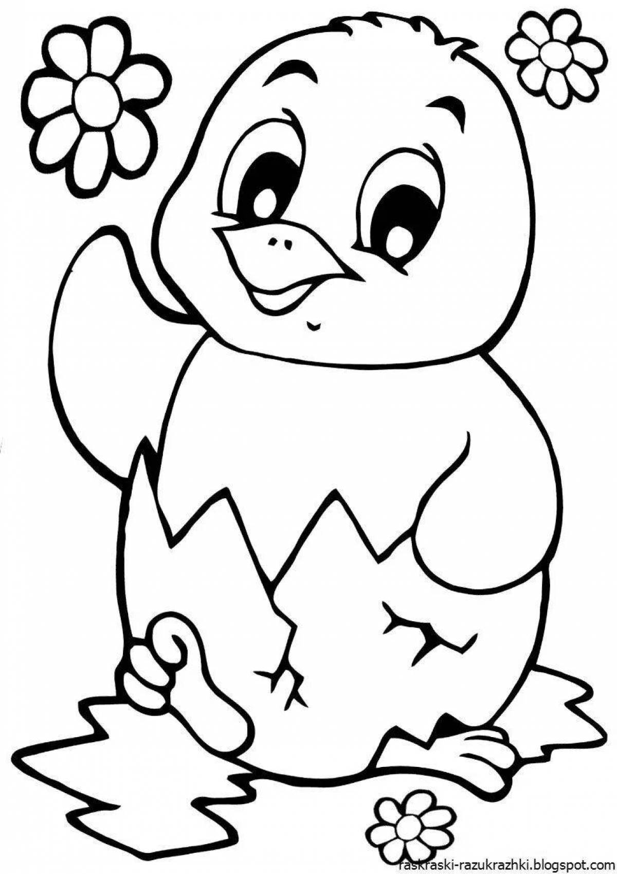 Colorful chick coloring page for kids
