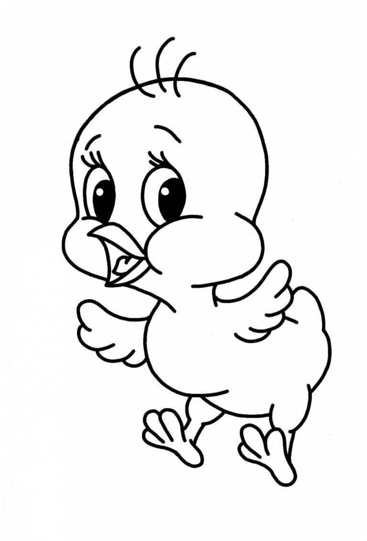 Adorable chick coloring page for kids