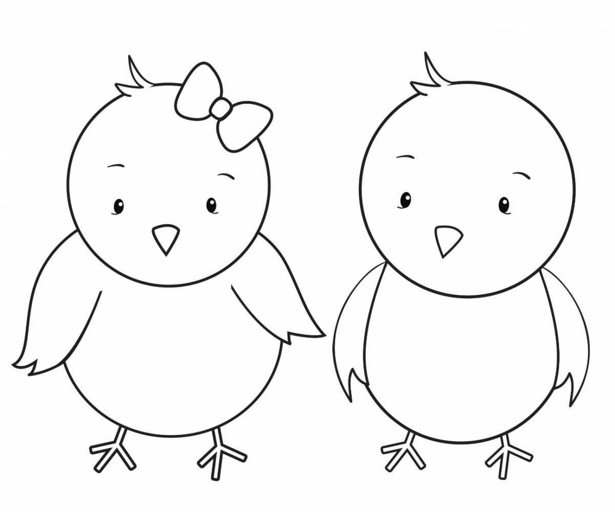 Анимированная страница раскраски цыплят для детей