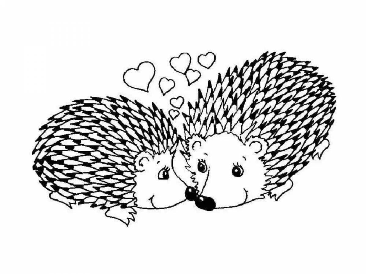 Coloring book playful hedgehog for kids