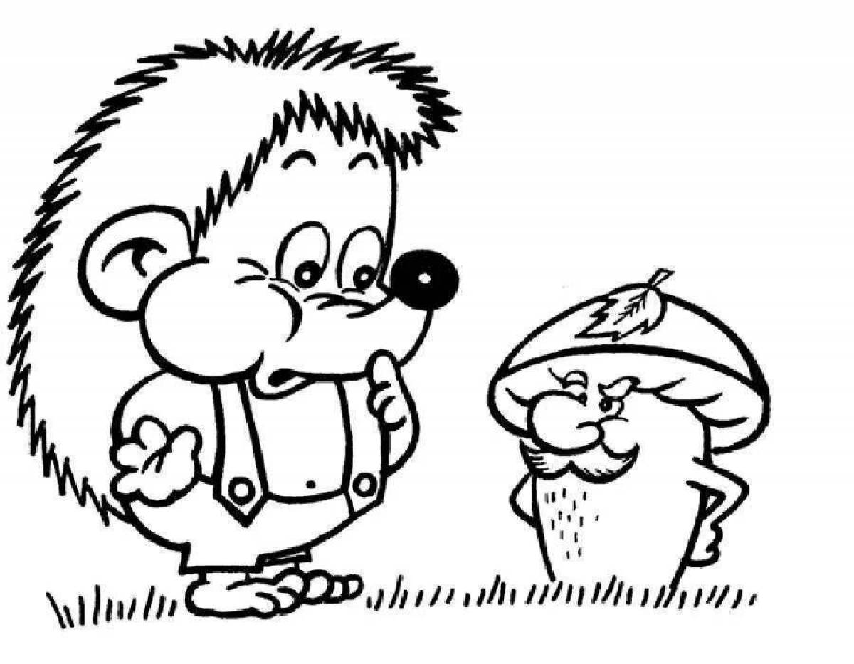 Coloring page happy hedgehog for kids