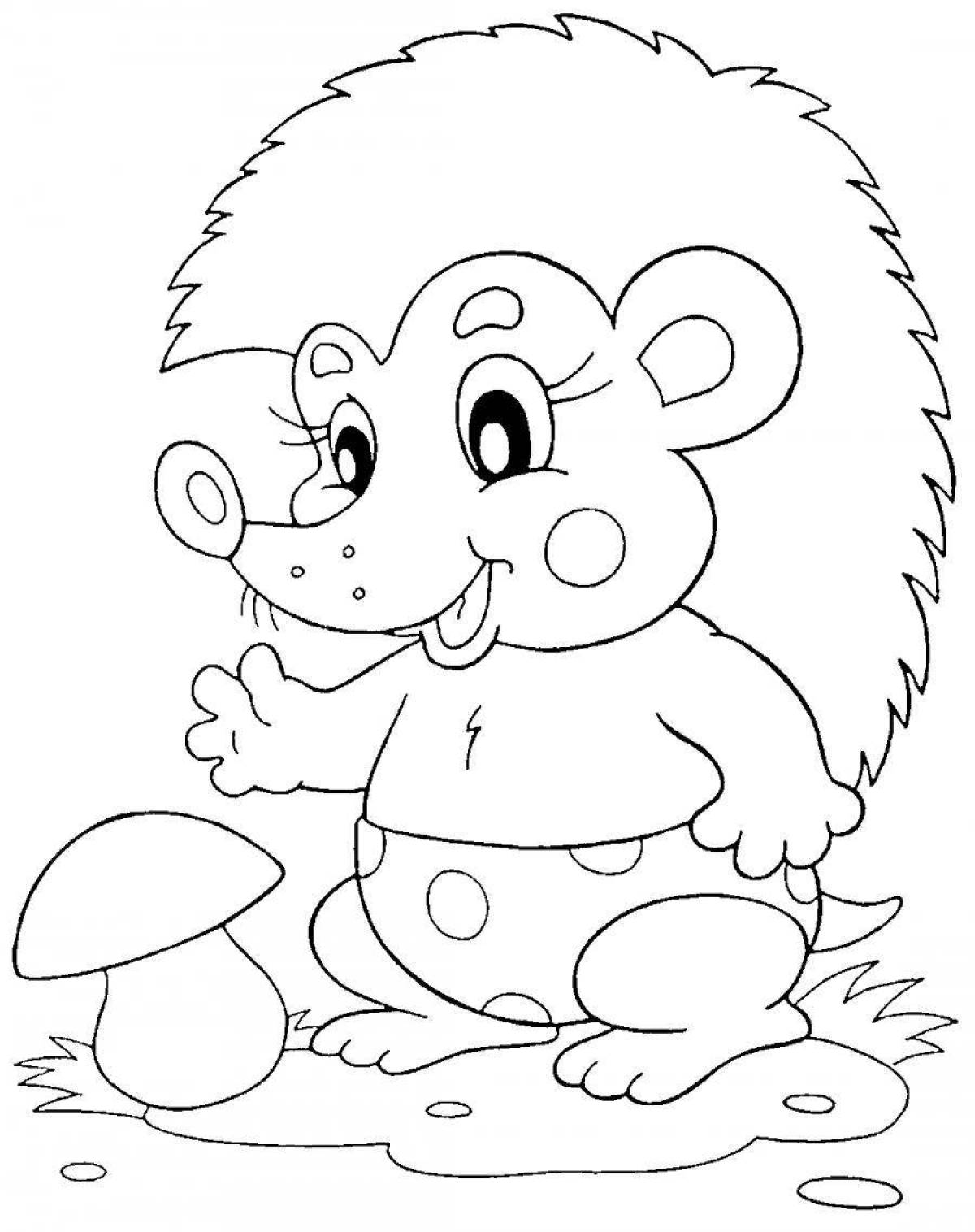 Funny hedgehog coloring book for kids