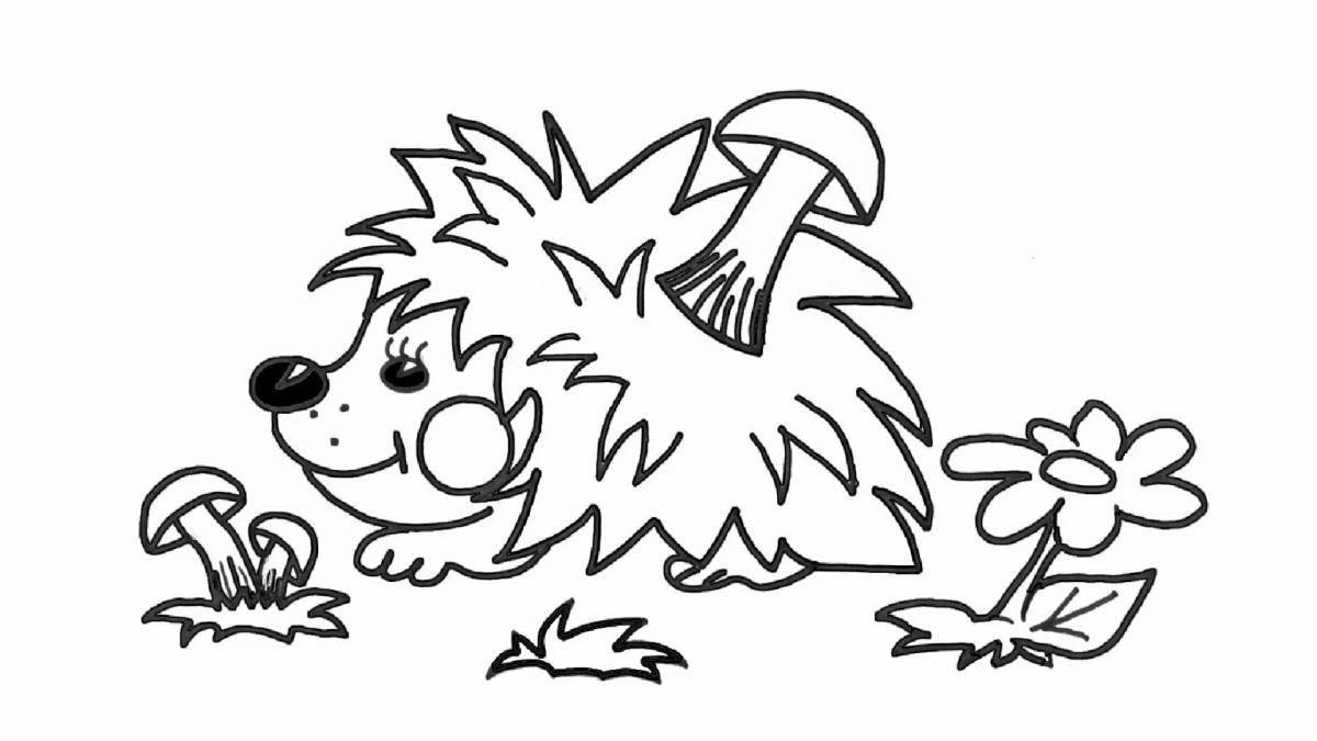Crazy Hedgehog coloring page for kids