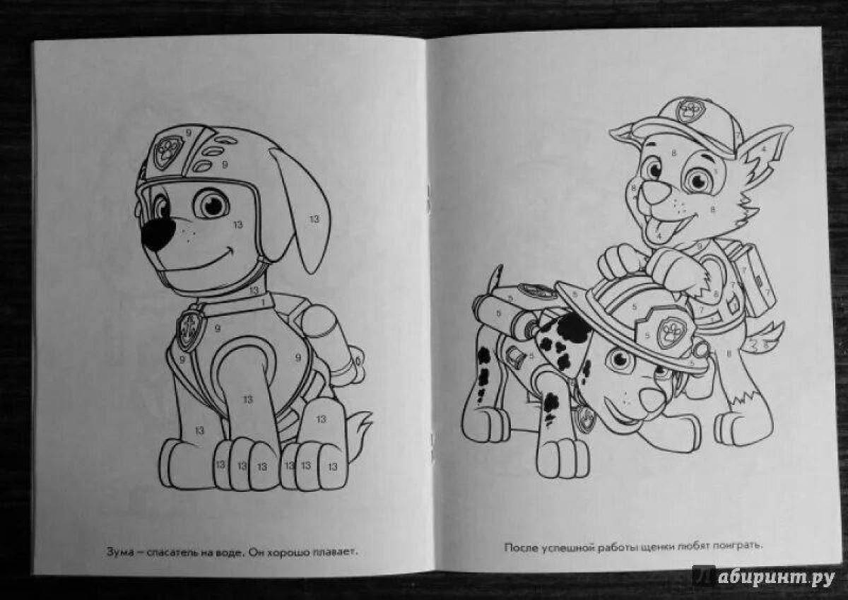 Tempting Paw Patrol coloring by numbers