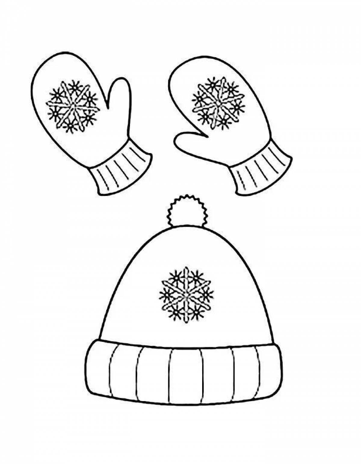 Coloring page bright winter hat for children