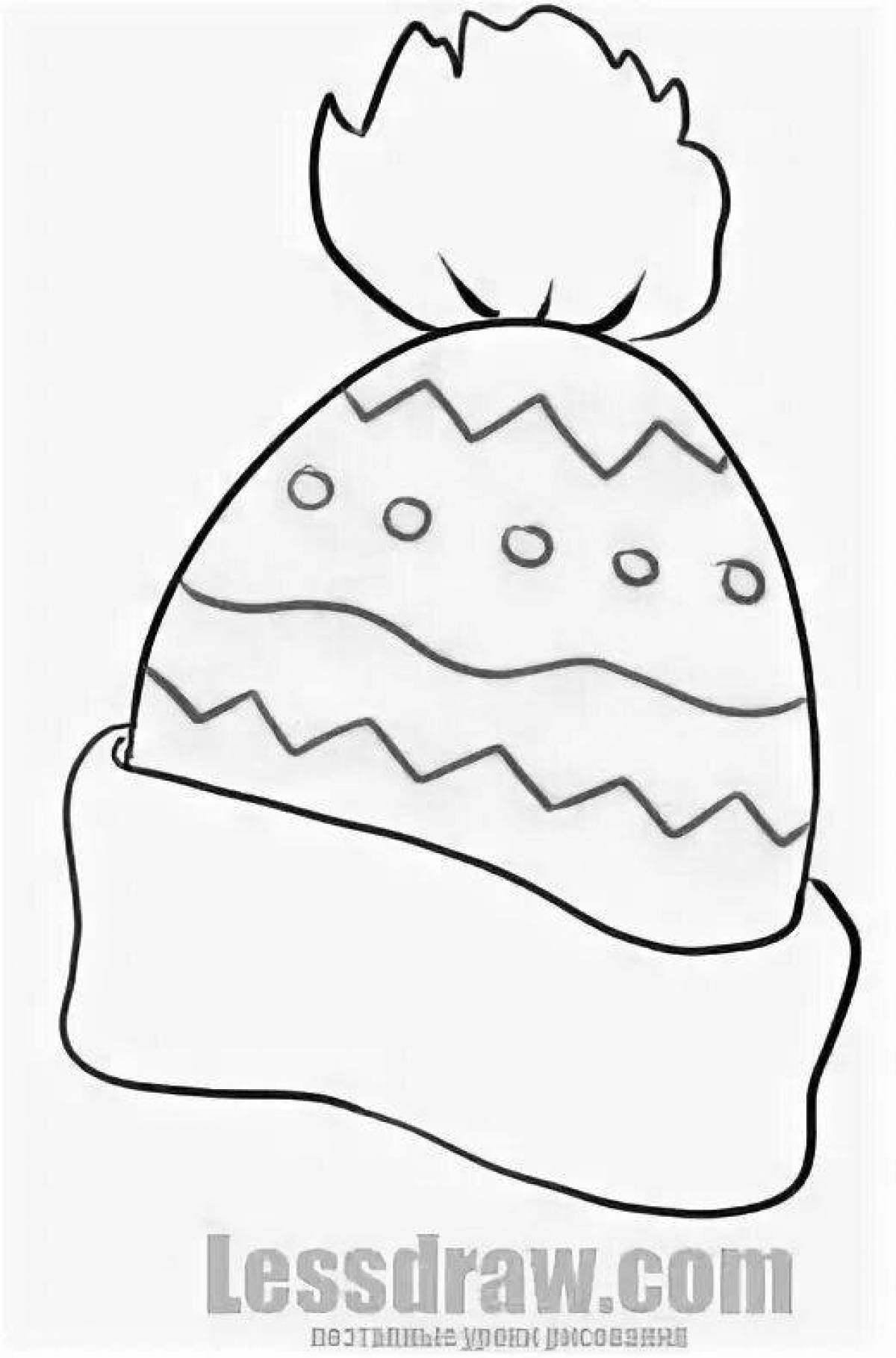 Glowing winter hat coloring page for kids
