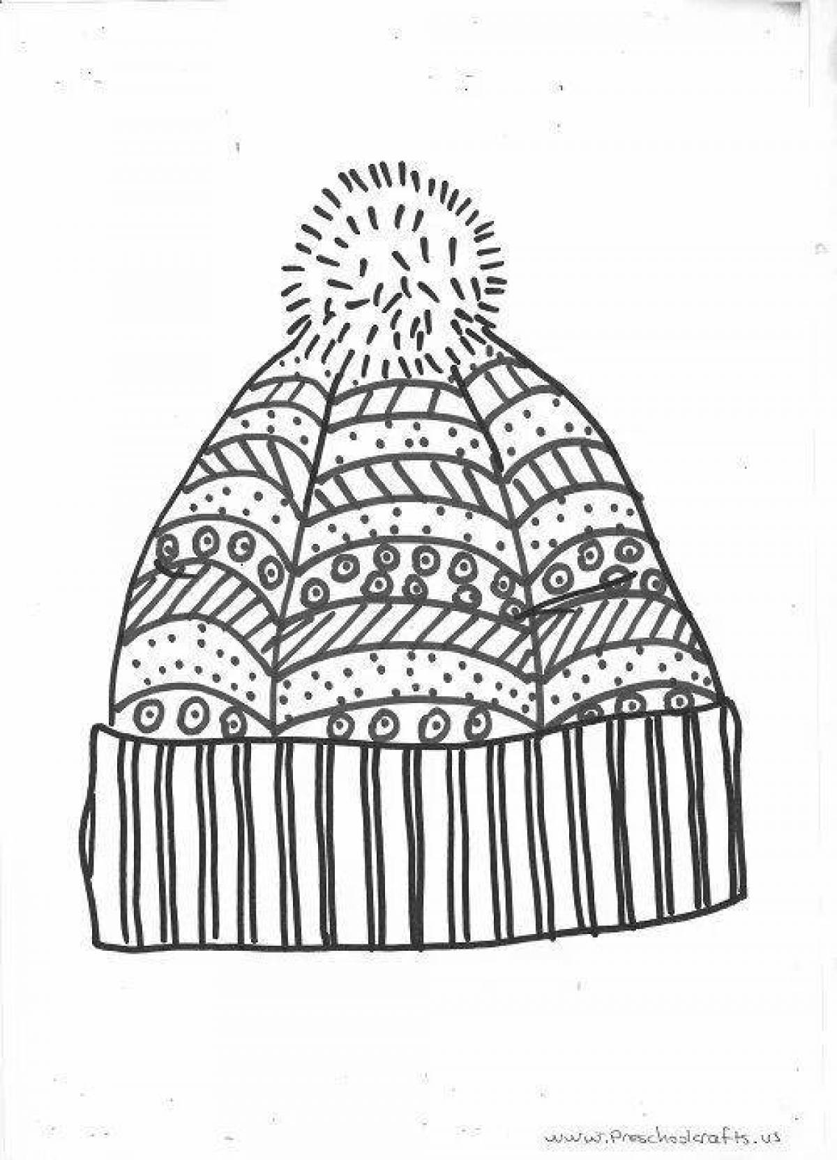 Shiny winter hat coloring book for kids