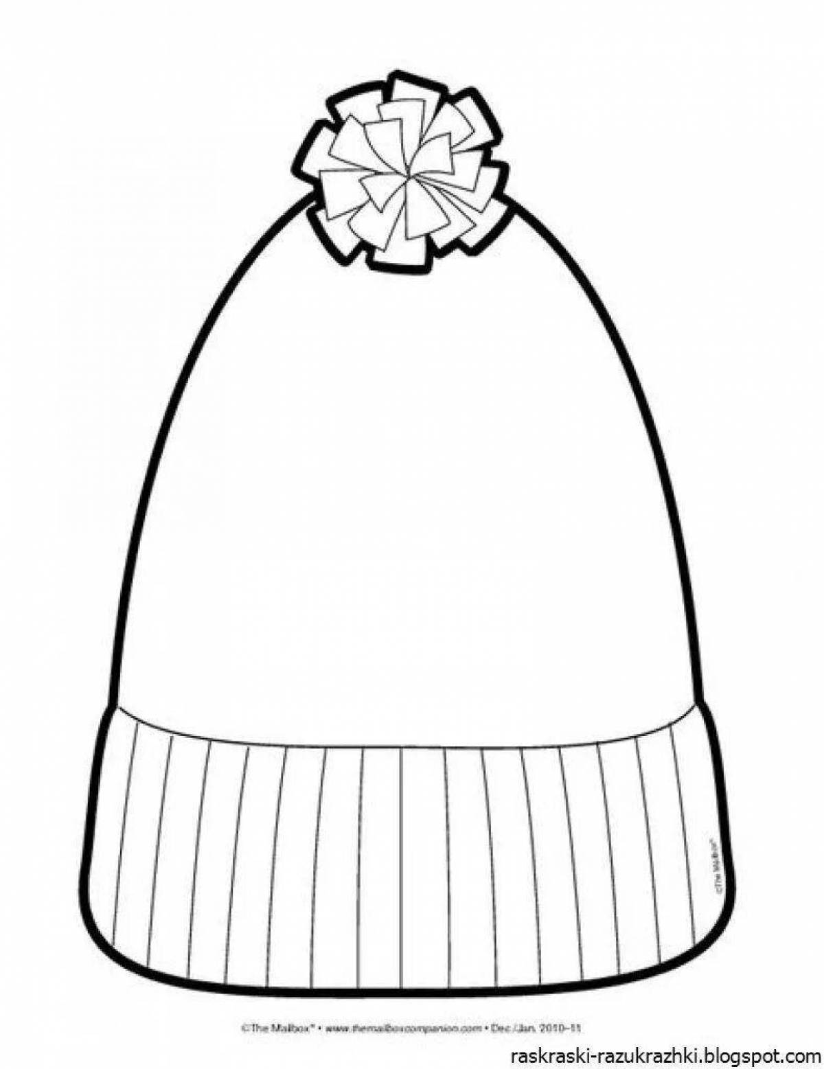 Colorful winter hat coloring book for kids