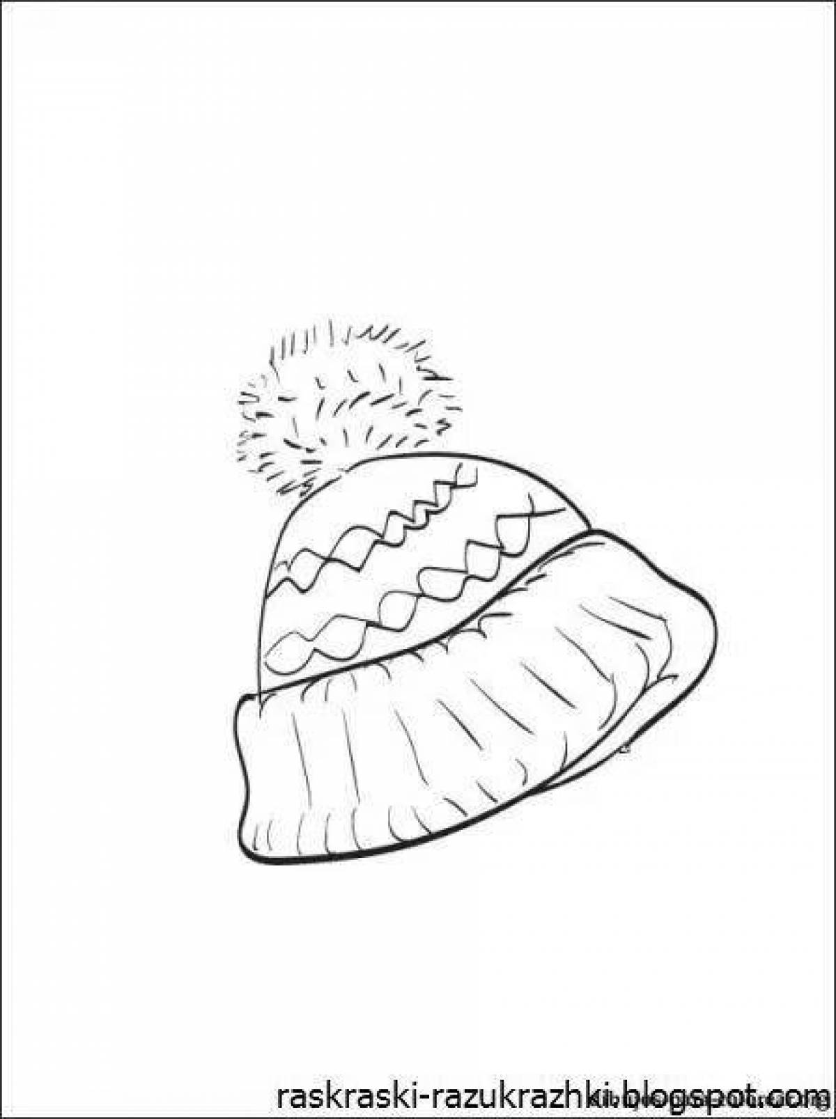 Раскраска очаровательная зимняя шапка для детей