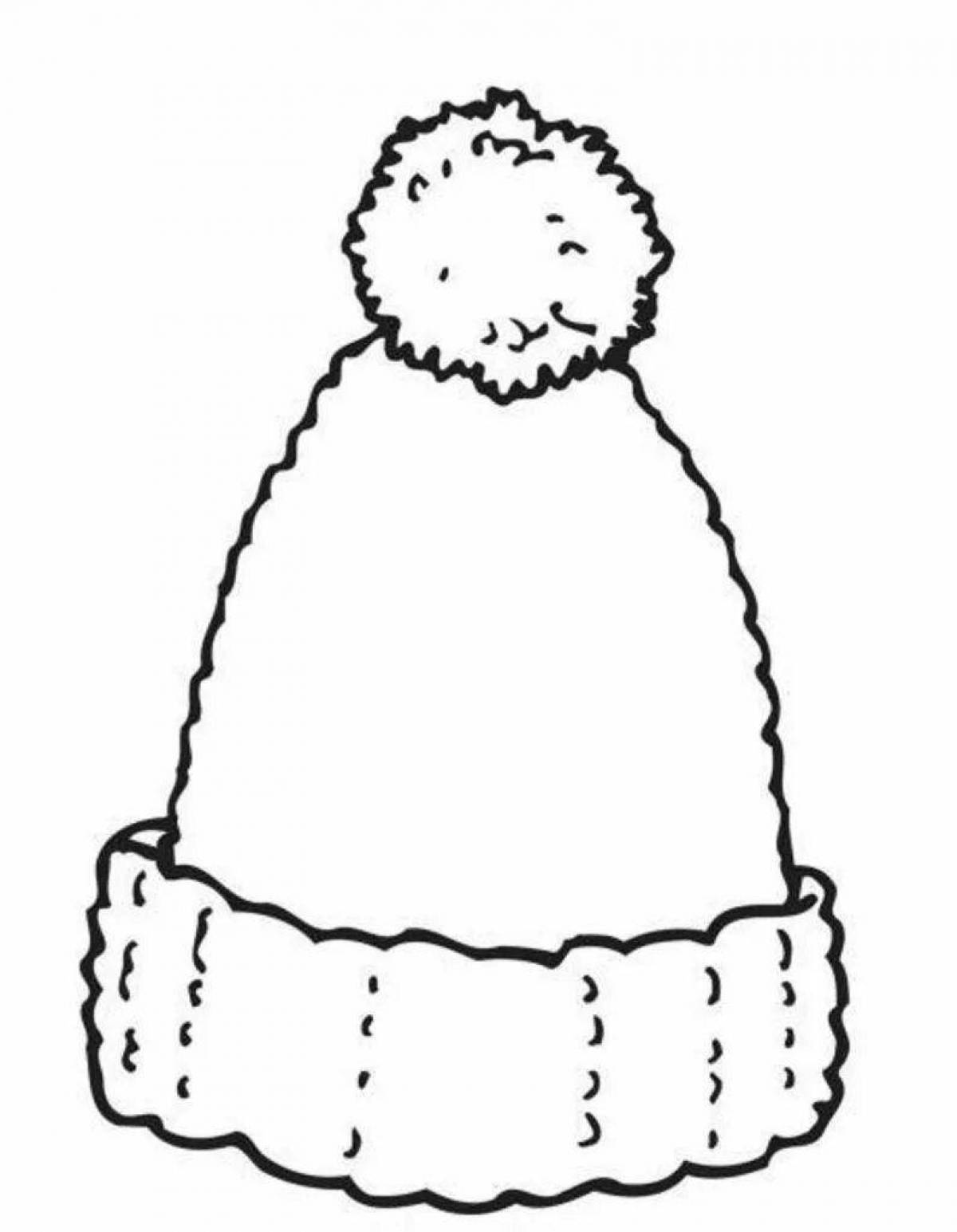 Cute winter hat coloring book for kids
