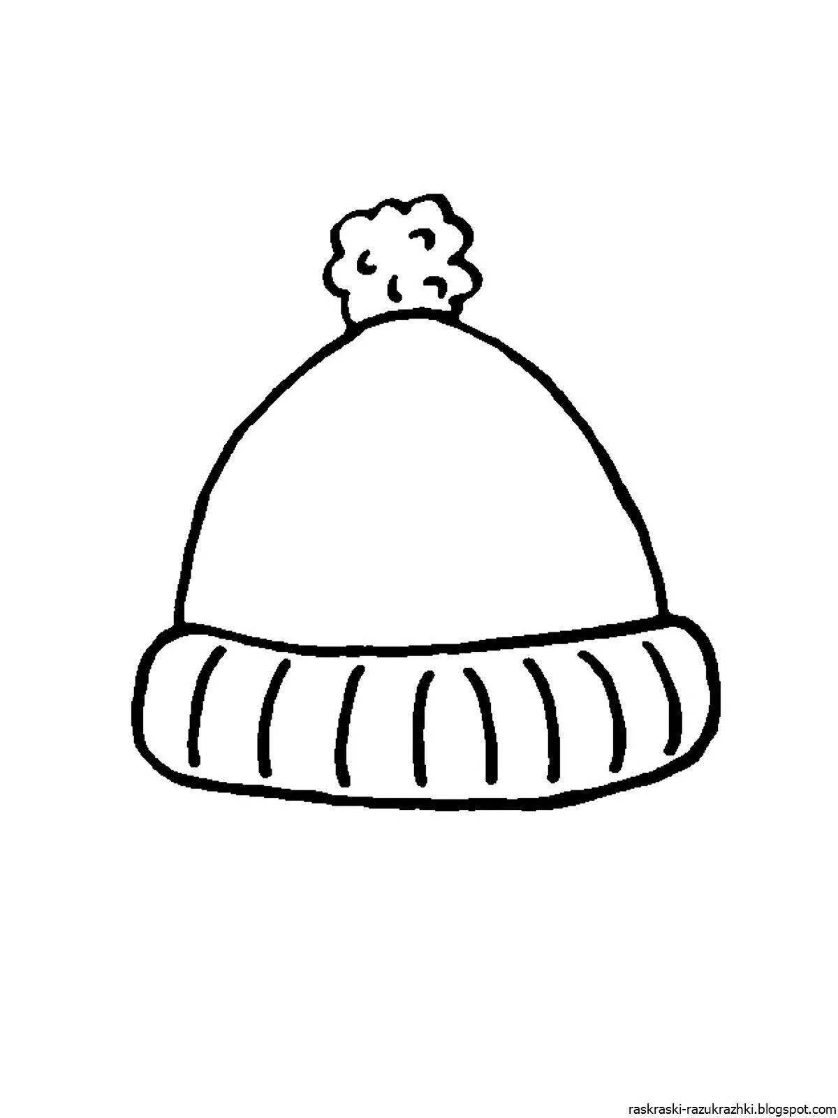 Cute winter hat coloring book for kids