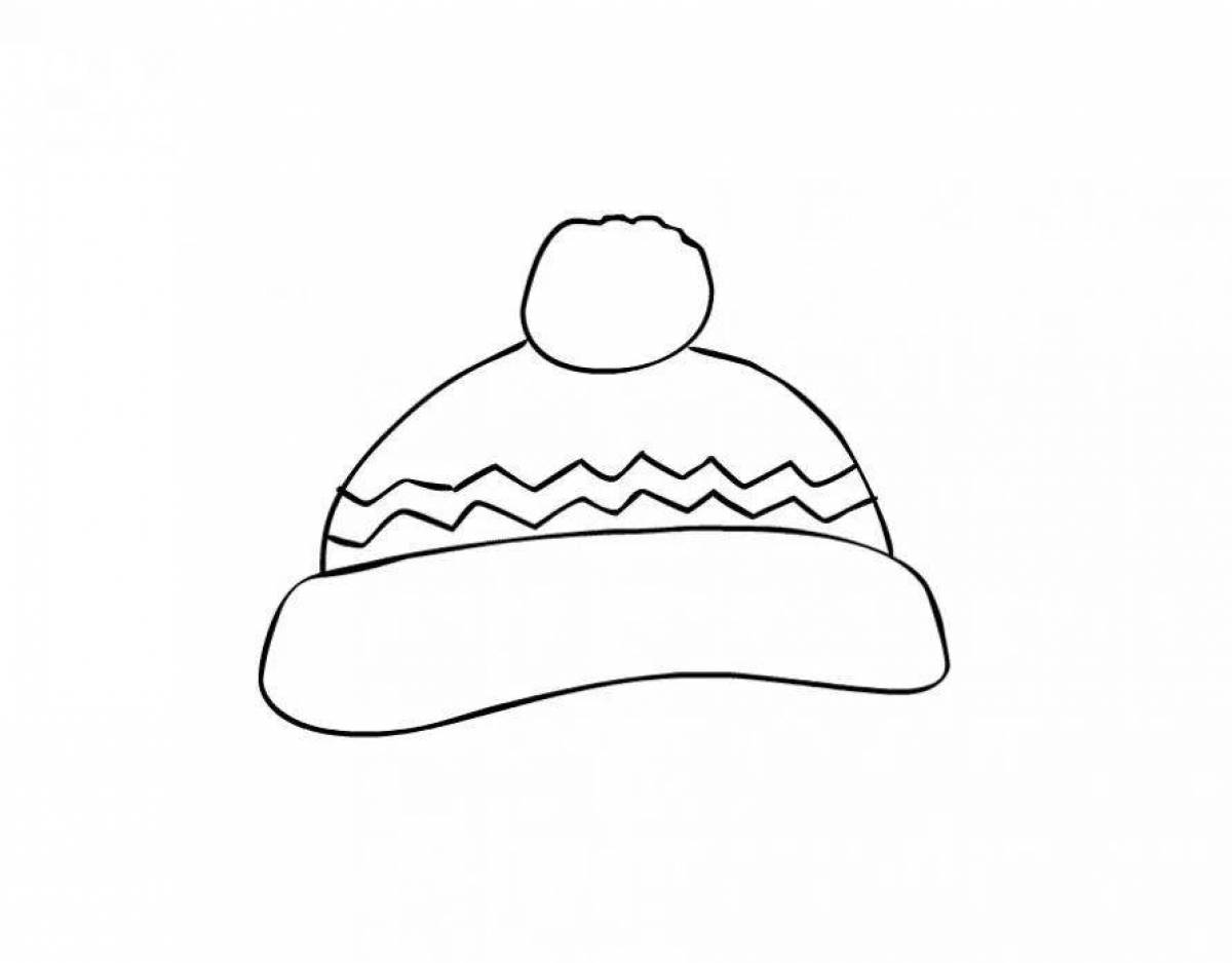 Раскраска милая зимняя шапка для детей