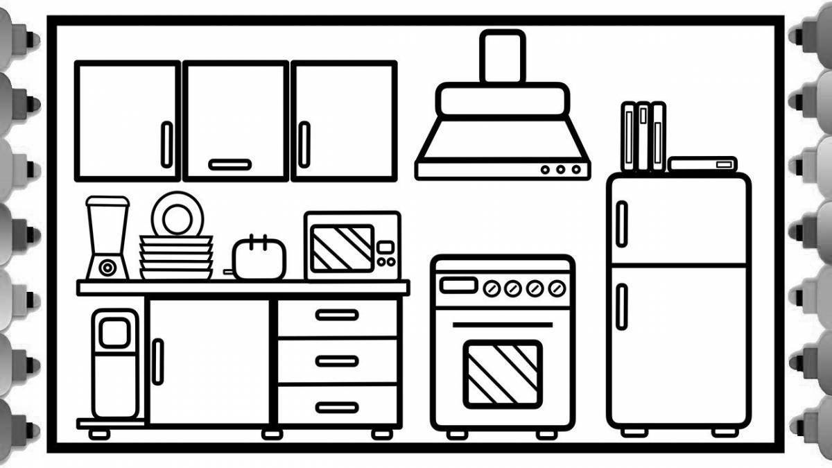 Playful side furniture coloring page